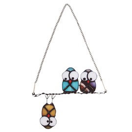 Owls Decor, Owl Suncatcher Stained Glass Sun Catcher Window Hanging Suncatchers for Windows Stain Large Hangings Birds Gifts for Mom,Grandma for Windows Doors Room Home Decoration