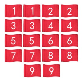 LECEHIVO 18 Pcs Mini Golf Flags with Inserted Tube 8.9 x 5.7 Inch Nylon 1-9 Golf Pin Flags for Yard Backyard Garden Practice Putting Green Indoor Outdoor Hole