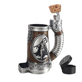 TCGADVN DND Mug Dice Tower Set, DND Dice Cup with Storage, 12/16 Oz Beverage Holder, DND Accessories for Players, Best Gift for RPG Game Lover (Barbarian)