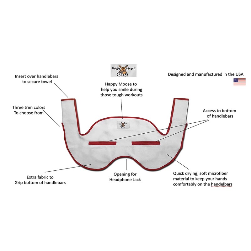 Happy Moose Anti-Slip, Fitted, Handlebar Towels for Peloton© +, 3