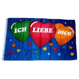 Flag I Love You Love Heart 90 x 150 cm