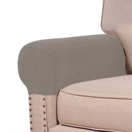 NC - Fundas elásticas para reposabrazos de elastano para sillas, sofá, sillón, fundas para sofá reclinable, 2 piezas (gris pardo)
