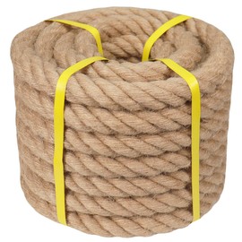 Hemp Rope - 2 Inch×50 Feet - Natural Jute Rope - Twisted Manila Rope for Deer, Docks, Nautical, Rope Railings, Decorating