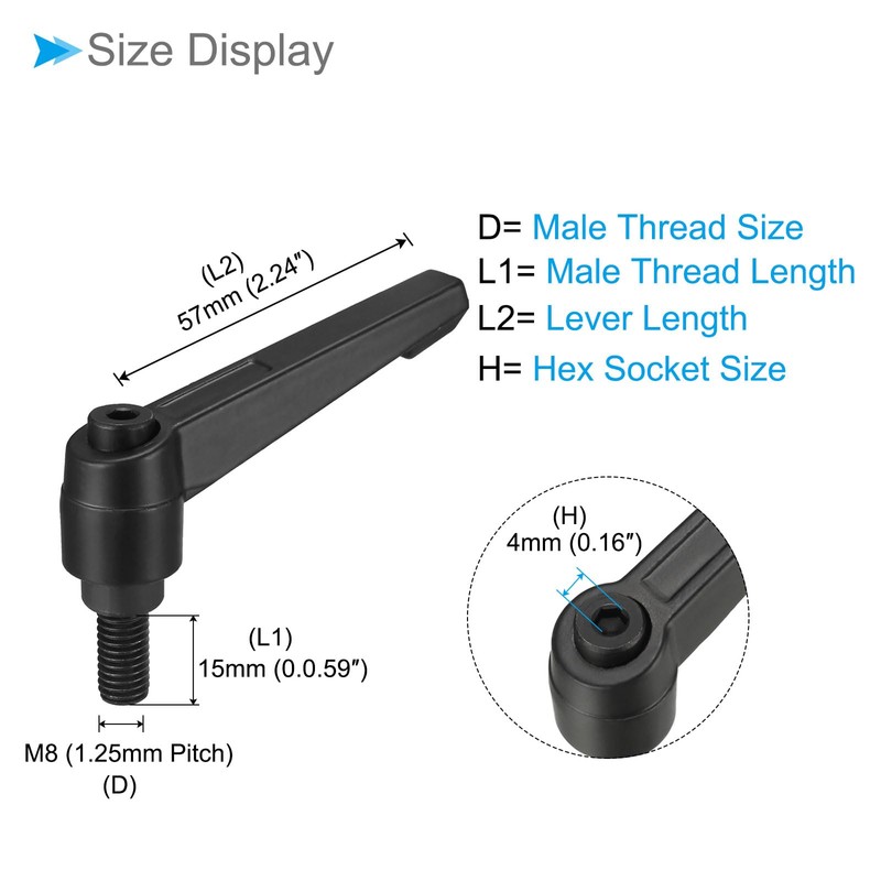 CoCud Clamping Lever Handles M8 x 15 mm Male Thread