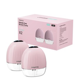 Sayorg S18 Breast Pump, Dual Portable Hands-Free Breast Pump with The Longest Battery Life and LED Display, Wearable Breast Pump, Electric Breast Pump (4 Modes and 9 Levels) -24mm-2 Pack (2), Pink