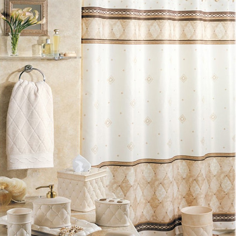 DS Bath Corinthia Beige Shower Curtain,Polyester Fabric Shower Curtain,Printed Shower