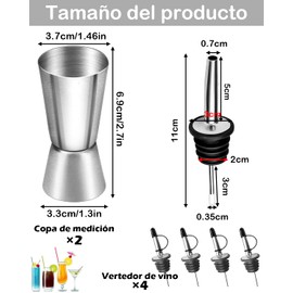 6 Piezas Jigger, Jigger 1 y 2 Oz, Muy Adecuado Para Bares y Familias, Es Un Utensilio Necesario Para Bares Familiares o Lugares Profesionales Para Perseguir La Precisión De Los Cócteles
