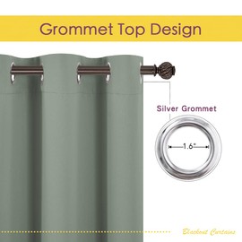 NICETOWN Rustic Kitchen Curtains, Country Grommet Room Darkening Short Curtains for Small Windows, Farmhouse Window Decor for Cafe, Living Room(2 Panels, 42" W x 36" L, Greyish Green)