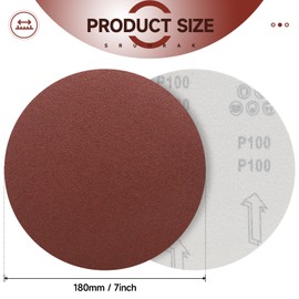 Sruhrak 30 Pcs 180mm Sanding Discs 100 Grit, 7 In Round Sandpaper Hook and Loop Sanding Pads for Drywall Sander