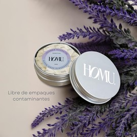 Homu | 1 Pieza Desodorante Natural Zero Waste Con Lata Lavanda Silvestre Sensitive - Fórmula para pieles sensibles (sin Bicarbonato de sodio) - Cont. 55 grs. Por pieza (Lavanda Silvestre Sensitive)