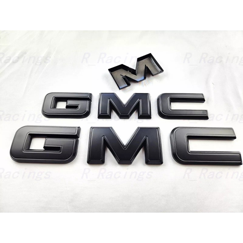 Auto Front & Rear GMC Matte Black OVERLAY Emblem Badge