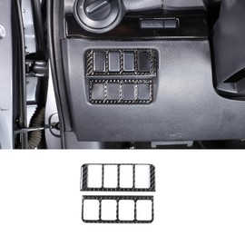 Center Console Auxiliary System Switch Button Panel Trim Cover Compatible with Nissan Titan 2016-2023, Center Console Button Trim Sticker Accessories, 2PCS(Black)