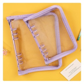 A6 Binder 6 Ring Cover Notebook Shell with Zipper, Sparkling A6 Budget Binder for Cash Budget System, Journaling, Planner (Purple, 14.5 * 20.5CM)