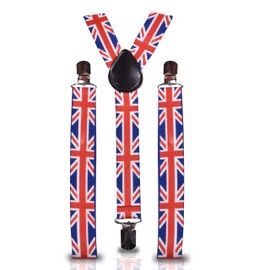 Shukan Fashions - NEW ADJUSTABLE SLIM MEN LADIES TROUSER UK UNION JACK BRACES SUSPENDERS CLIP ON FANCY DRESS - P149