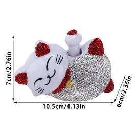 Lucky Cat Car Charm Porcelain Figurine, Fortune Lucky Cat Car Interior Decoration Rhinestone Universal Center Console Dashboard Ornament Figurine(red) Other supplies