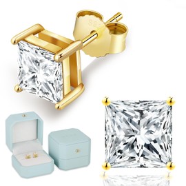 KRKC & CO Moissanite Earrings for Women, 0.8 ct-2 Ct, Stud Earrings, 925 Silver, D Color VVS1 Diamond, Raised in a Single Laboratory, Sparkling Jewelry, Popular Wedding Anniversary, Birthday Gift