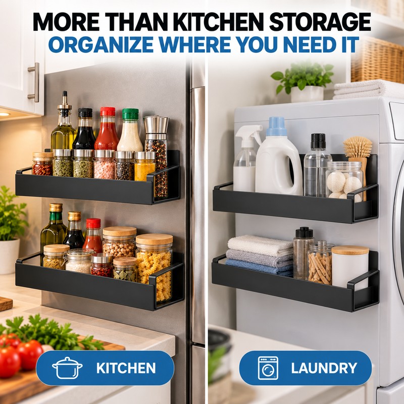 2-Piece Magnetic Storage Shelf for Kitchen Organization – Space-Saving ABS
