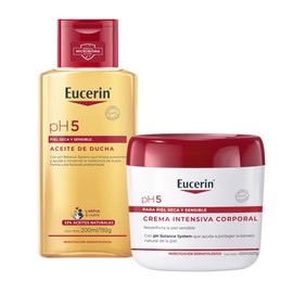 Kit Eucerin Crema Intensiva Ph5 Advanced Repair, 450 Ml  Ph5 Aceite de Ducha para Piel Sensible o Seca, 200 ml                                        