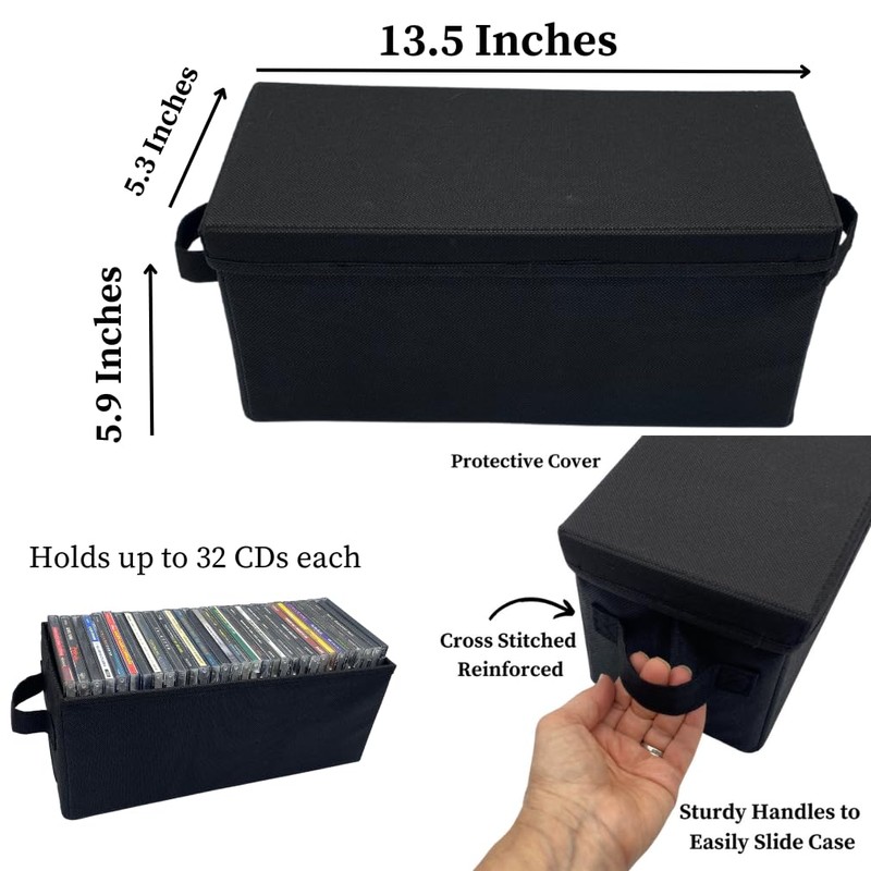 Evelots CD Storage Boxes (4 Pack) Durable CD Case Organizer