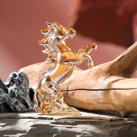 Arikyrist 4.33in. Crystal Gold Horse Gifts for Horse Lovers Men Women, Cool Glass Horse Collectible Figurine Paperweight on Birthday Christmas for Home Office Decor