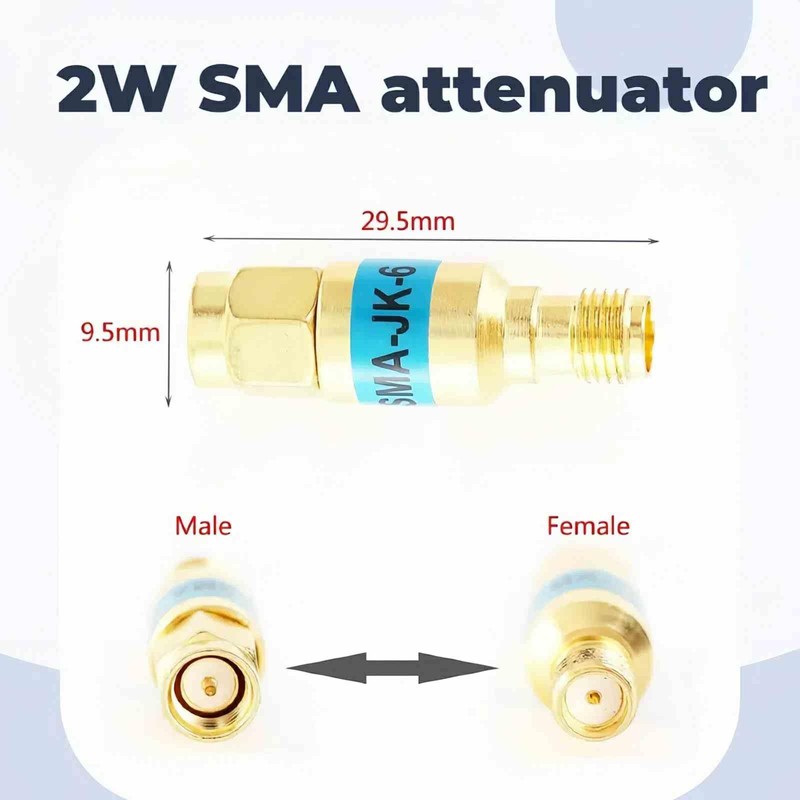 BECEN 2 Watt 30db Fixed Attenuator - SMA Male to