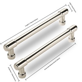 CABDM 10 Pack Polished Nickel Cabinet Pulls,5 Inch(128mm) Hole Centers Cabinet Handles Kitchen Hardware for Cabinets and Drawer