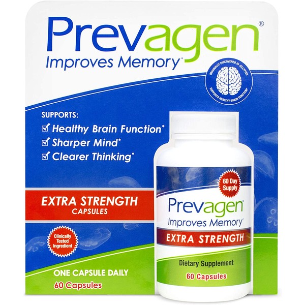 Prevagen Improves Memory - Extra Strength 20mg, 60 Capsules with Apoaequorin & Vitamin D | Brain Supplement for Better Brain Health, Supports Healthy Brain Function and Clarity | Memory Supplement