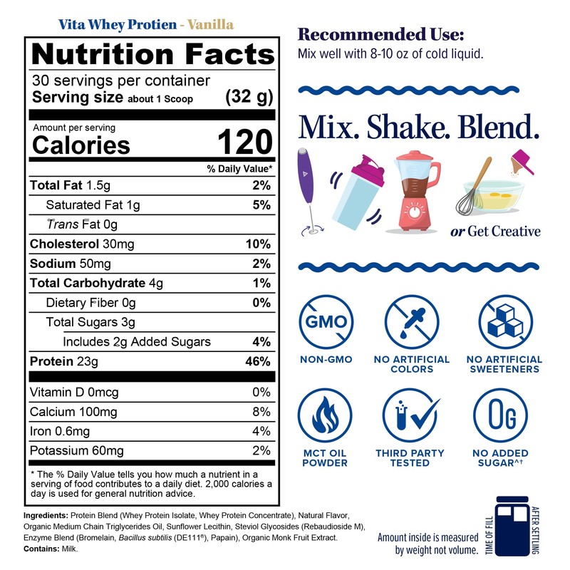 Vitauthority Whey Protein Vanilla 32g Round Tub (30 SRV)