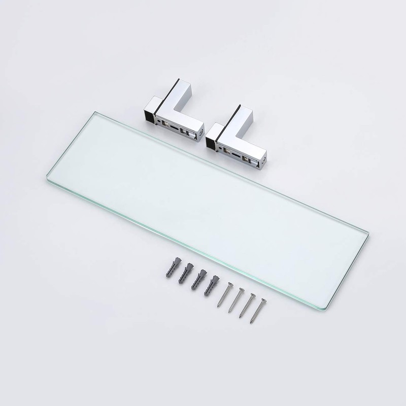 KES Bathroom Tempered Glass Shelf 14" 8MM-Thick Wall Mount Rectangular,