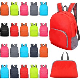 Ayearparty 24 Pcs 17 Inch Backpack in Bulk Foldable Classic Back Packs Colorful Book Bags Assorted Colors Lightweight Bookbags for Outdoor Travel Student School Supply 8 Colors