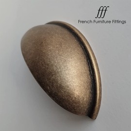 French Furniture Fittings Set of 6 French Style Cup Handles for kitchen cabinets - 76mm CC Size, Perfect for Drawers and Doors, Screws Included