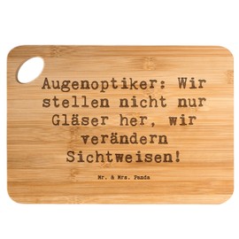 Mr. & Mrs. Panda Bambus - Schneidebrett Spruch Augenoptiker Sichtweise - Geschenk, Freude am Sehen, Geschenke für Berufstätige, handgefertigte