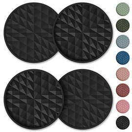 Wingcases Car Coasters Silicone [4 Pack] 2.75in Universal Mats Non-Slip, Embedded Car Interior Accessories, Car Cup Holders Insert Coasters Decor，Black