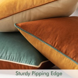 MIULEE Decorative Throw Pillow Covers Soft Velvet Pillow Covers Double-Sided Design Cushion Cases Set of 4 Modern Color-Clash Design Mix and Match Home Decor (18x18 inch, Orange/Teal)