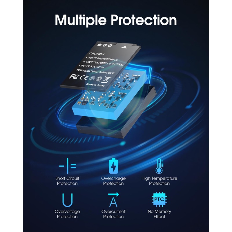 EN-EL12 Battery 2 Pack and USB-C Dual Charger for Nikon