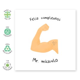 Central 23 Tarjeta de cumpleaños para él - Señor Músculo - Regalos para hombres, esposos, novios, hermanos, aficionados al gimnasio, chicos, chicos - Bíceps grandes