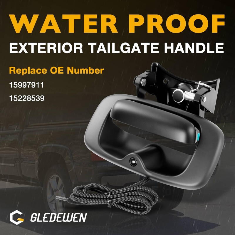 Upgrade Metal Tailgate Handle with Backup Camera, with Bezel Trim