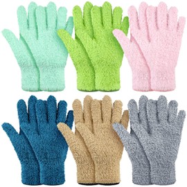 Bencailor 6 Pairs Microfiber Dusting Gloves, Dusting Cleaning Gloves Microfiber Gloves for Plants House Blinds Car Dust Mitt (Fresh Color,Medium)