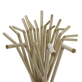 Flexible Plastic Drinking Straws - 7.75" x 0.23" (250, Gold)