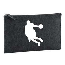 Huuraa Toiletry Bag Basketball Silhouette Gift 1 Litre Charcoal Felt Basketball Gift Idea