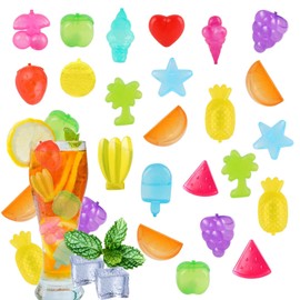 RosyFate Reusable Ice Cubes, Pack of 30 Ice Cubes, Plastic Fruits, Plastic Ice Cubes, Ice Cubes in Fruits, Ice Cubes for Cooling Drinks, Party Decoration (Colourful Fruits - 30 Pieces)