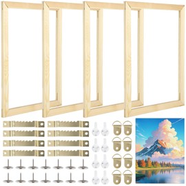 OMISTAR 4 Sets Canvas Stretcher Bars - 1216" Wooden Frames Kit, DIY Wood Frames With Hooks, Thumbtacks, and Traceless Nails, Arts Accessories for Prints, Oil Paintings