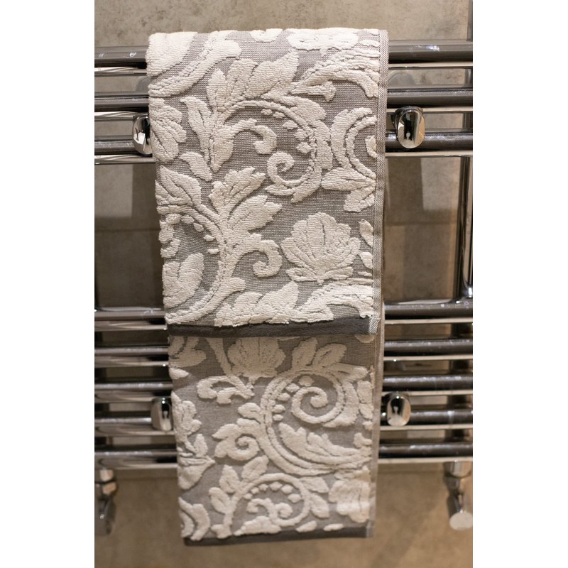 Lex's Linens Pack of 2 Jacquard Floral Guest Towels (Grey)