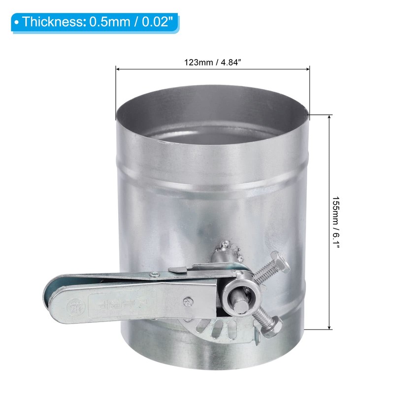 PATIKIL 5" HVAC Duct Manual Volume Damper, Metal Adjustment Airflow