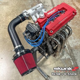 Valex Racing 3" Intake W/ Skunk2 Filter & V Stack for Honda Acura B D H Series Wrinkle Black