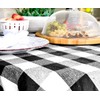Buffalo Plaid Tablecloth Round 60 inch - Black and White