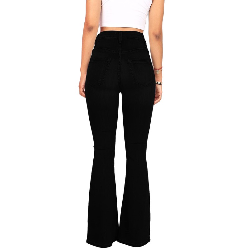 High Waisted Bell Bottom Jeans for Women Black Flare Jeans