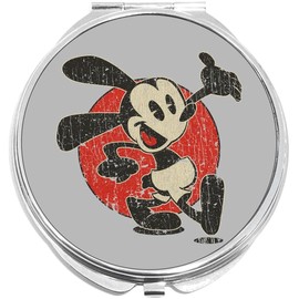 NewCharms Vintage Oswald Smiling Walking Compact with Mirrors - Perfect Pocket and Purse Size Folding Mirror for Applying Make Up Anywhere