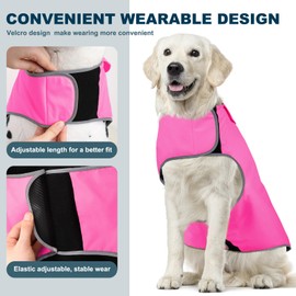 Dog Raincoat, Lightweight Adjustable Dog Vest, Reflective Pet Jacket, Warm Dog Towel for Large Dogs (Pink, M)