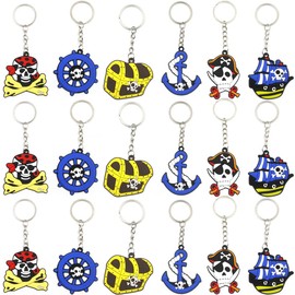 YGCHEN Pirate Keyring Children's Birthday Key Ring Pirate Party Bag Children's Pirate Keyring Birthday Decoration Pirate Key Ring Pack of 18